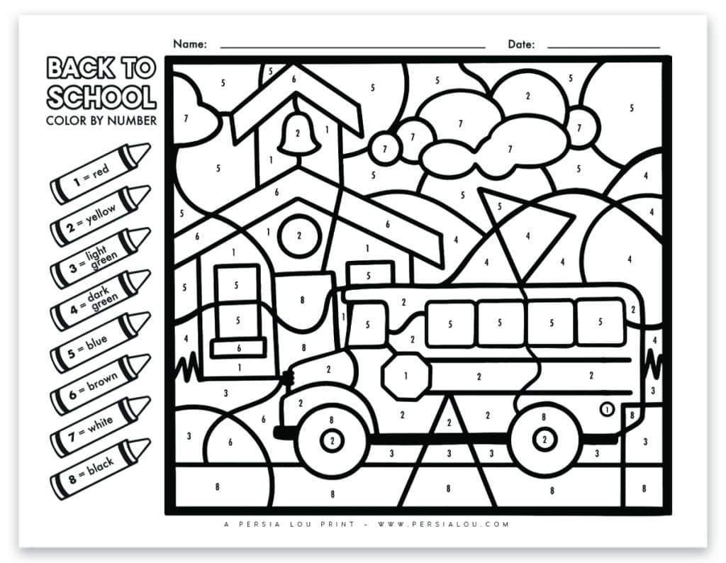 Back To School Colornumber Free Printable - Persia Lou throughout Color By Number Free Printables