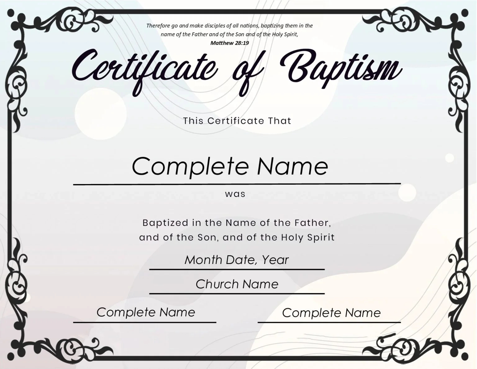 Baptismal Certificate: Free Baptism Certificate Templates! with regard to Free Printable Baptism Certificate