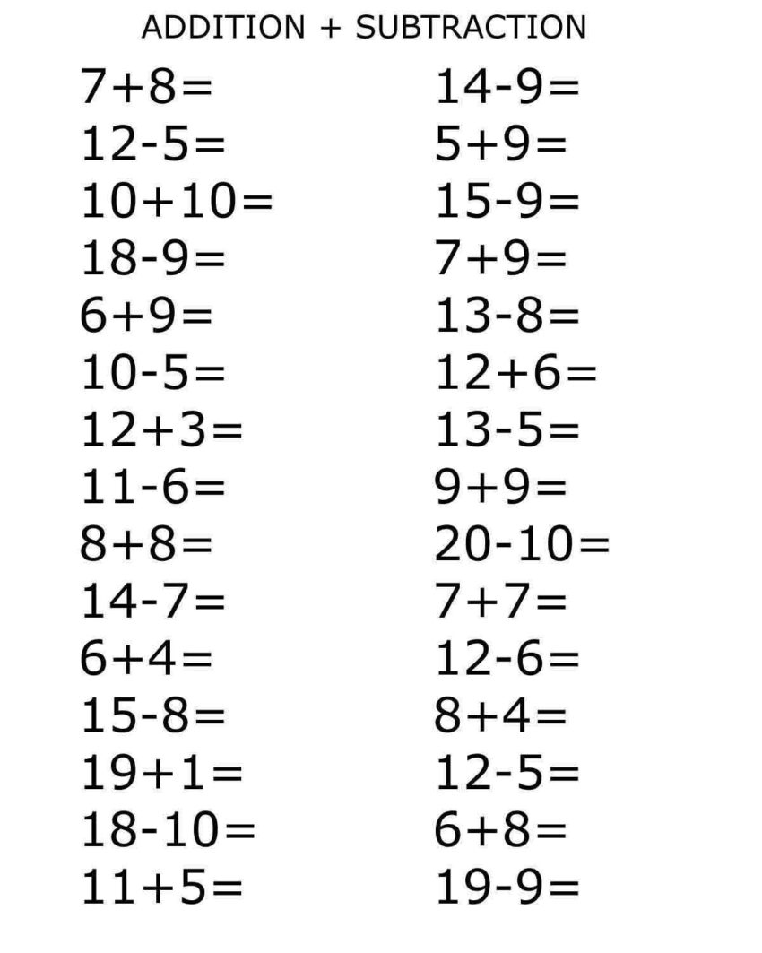 Basic Addition Subtraction – Planet12Sun regarding Free Printable Mixed Addition And Subtraction Worksheets