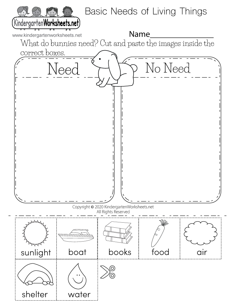 Basic Needs Of Living Things Worksheet - Free Printable, Digital throughout Free Printable Worksheets for Kids Science