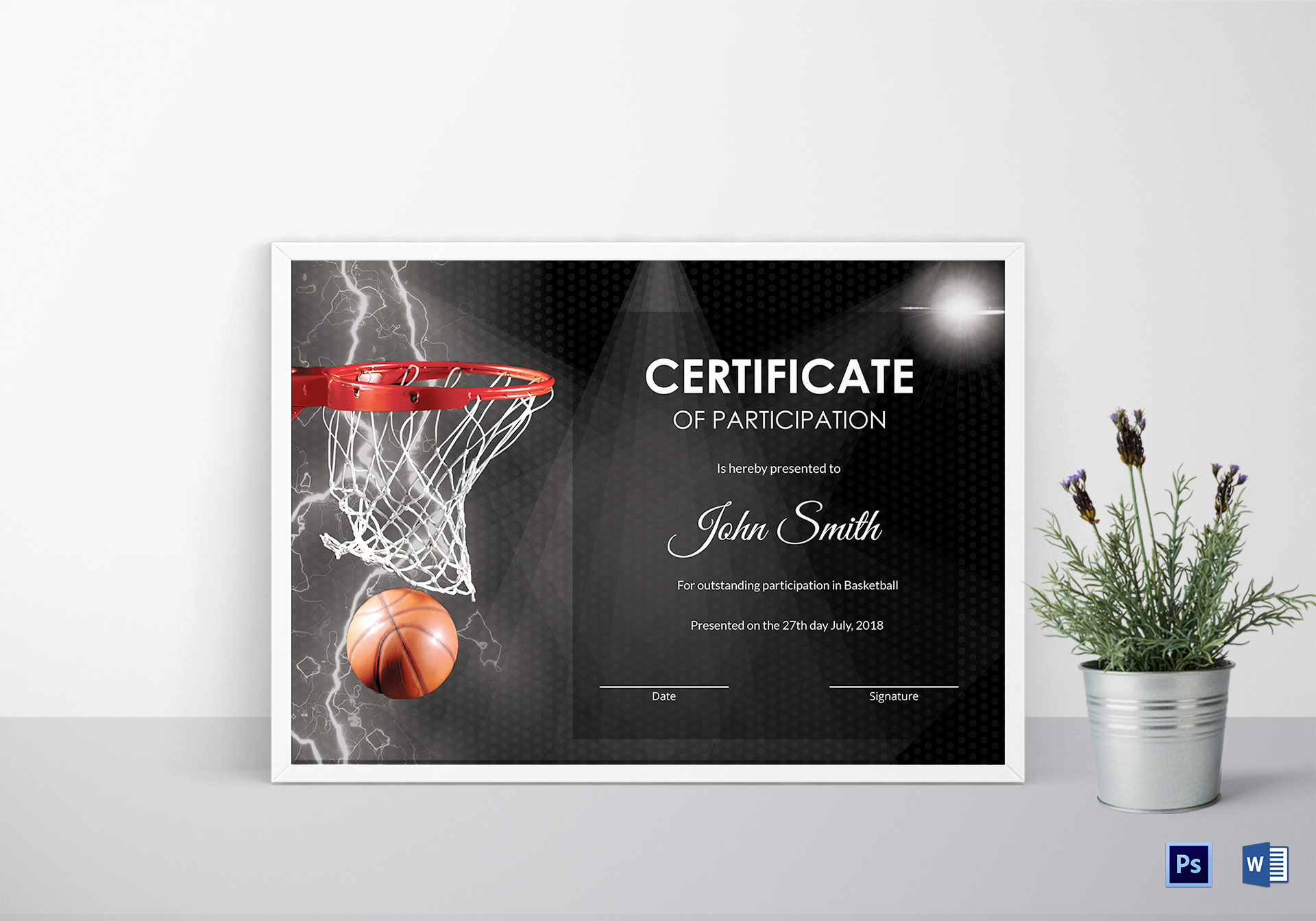 Basketball Participation Certificate Template in Basketball Participation Certificate Free Printable