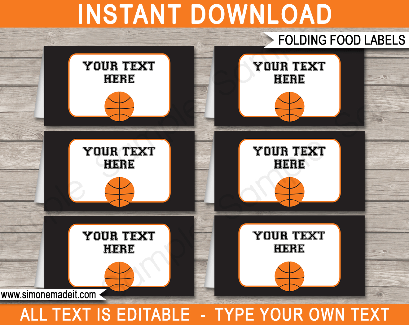 Basketball Party Food Labels Template with Free Printable Basketball Labels