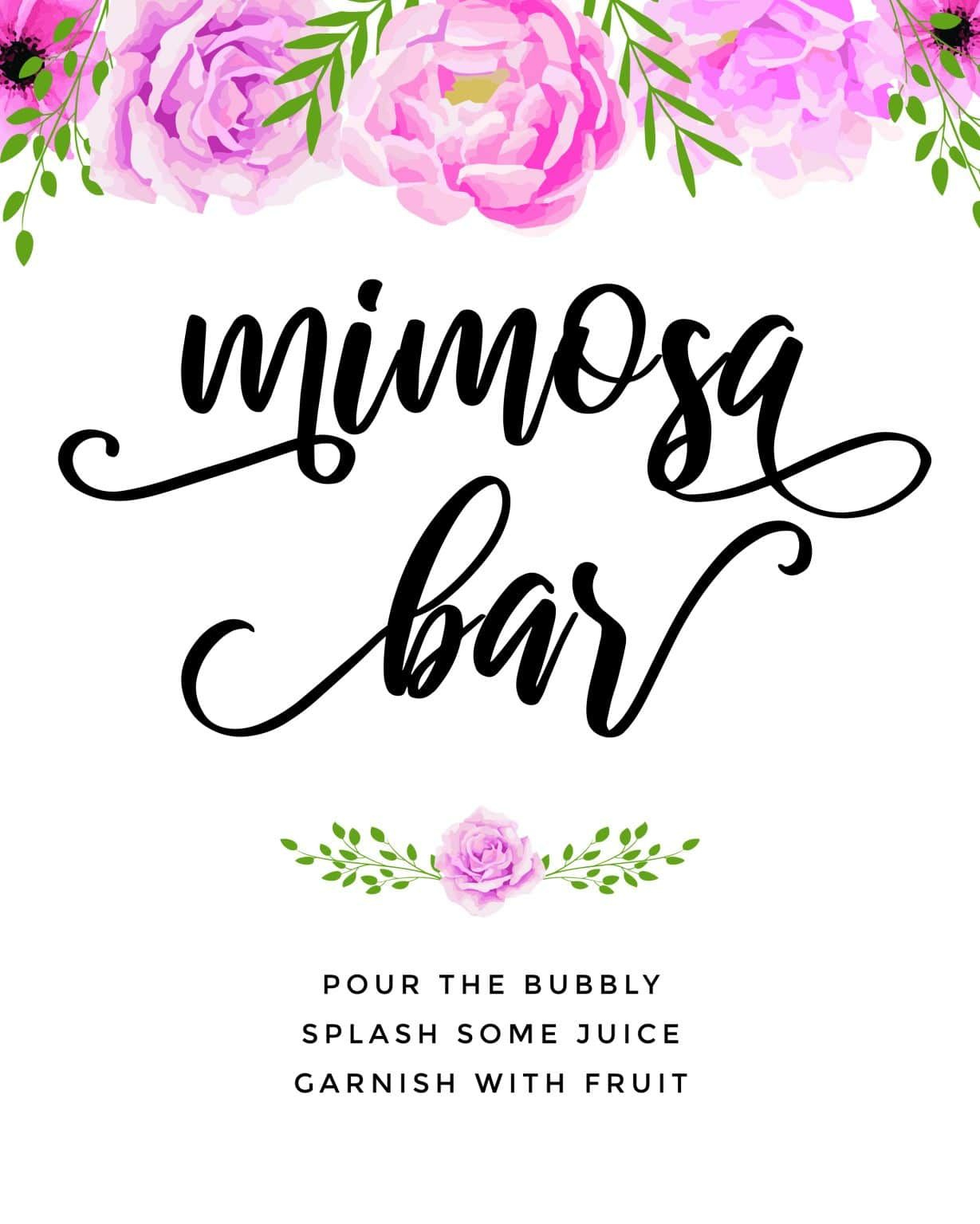 Beautiful Mimosa Bar Sign And Free Printables To Impress | Mimosa in Free Printable Mimosa Bar Sign