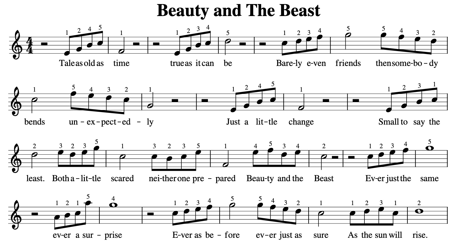 Beauty And The Beast - intended for Beauty And The Beast Piano Sheet Music Free Printable