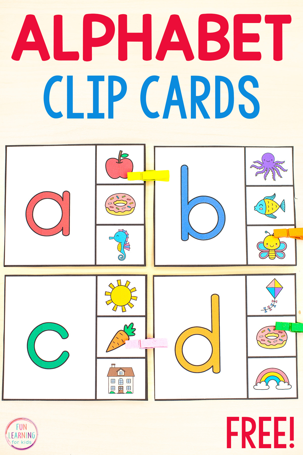 Beginning Sounds Matching Clip Cards Free Printable inside Free Printable Kindergarten Task Cards