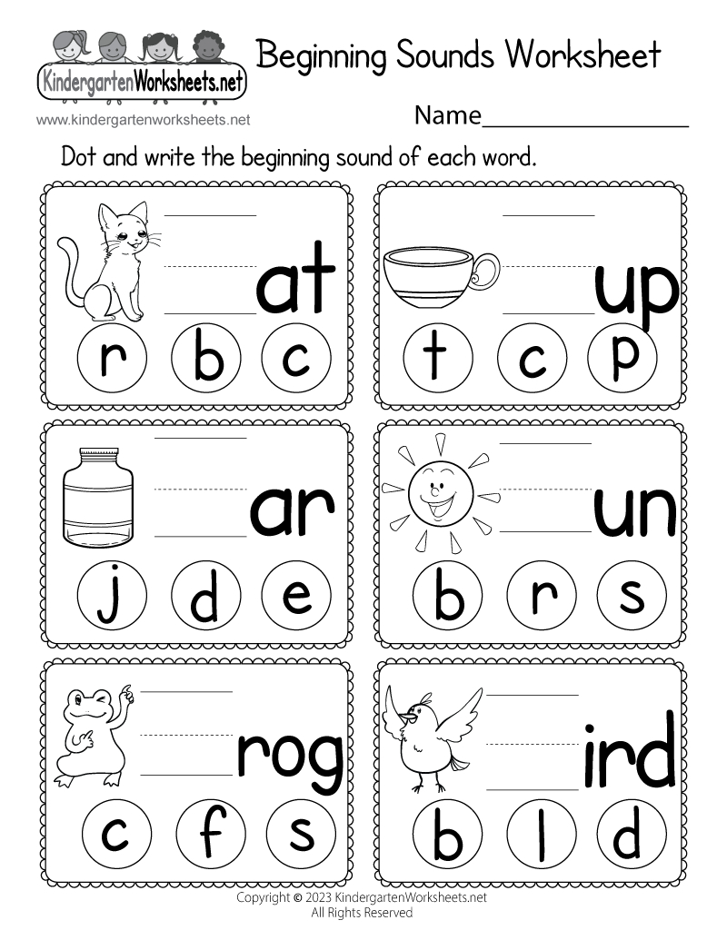 Beginning Sounds Worksheet - Free Printable, Digital, &amp;amp; Pdf throughout Free Printable Worksheets For Kg1