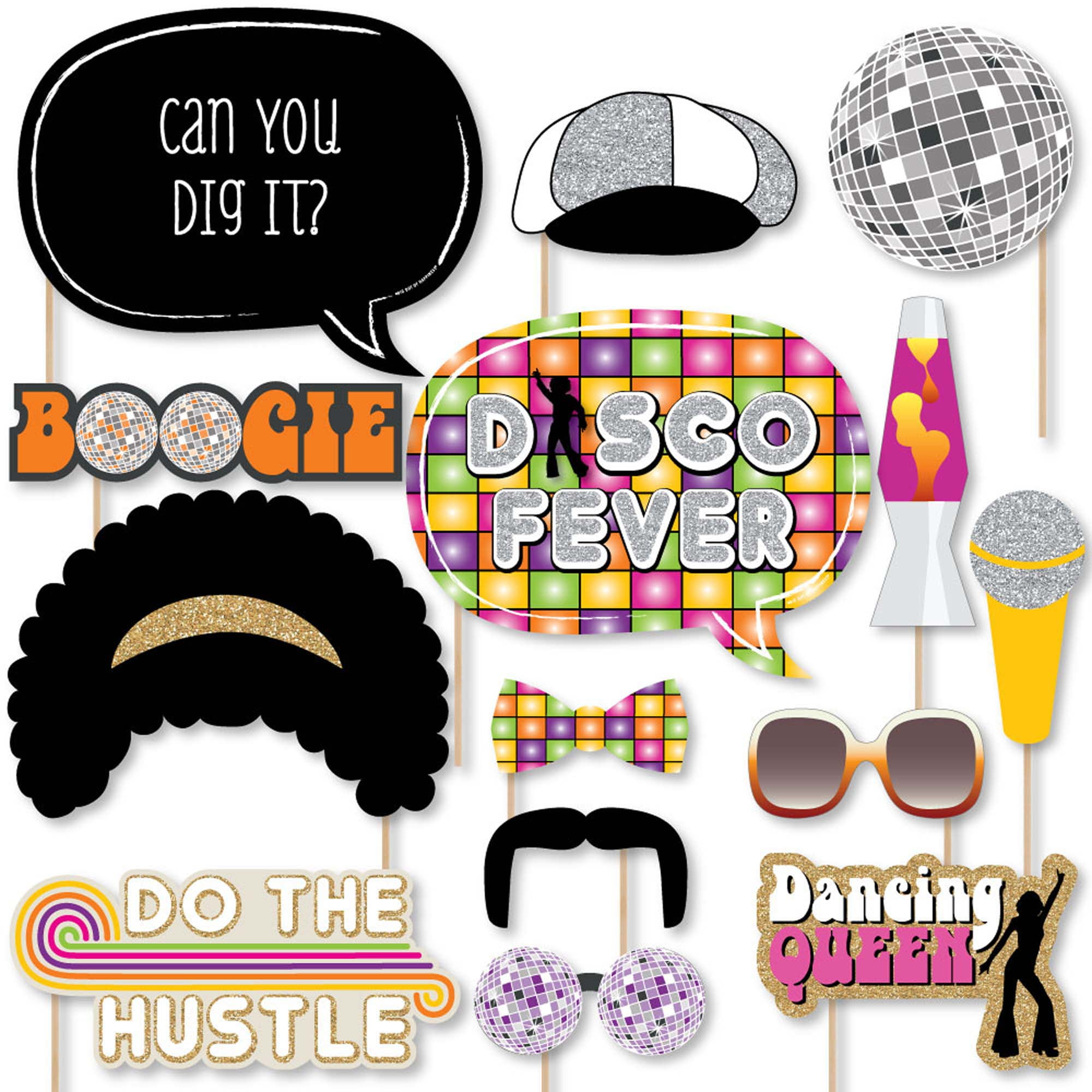 Big Dot Of Happiness 70&amp;#039;S Disco - 1970S Disco Fever Party Photo Booth Props Kit - 20 Count inside Free Printable 70&amp;amp;#039;S Photo Booth Props