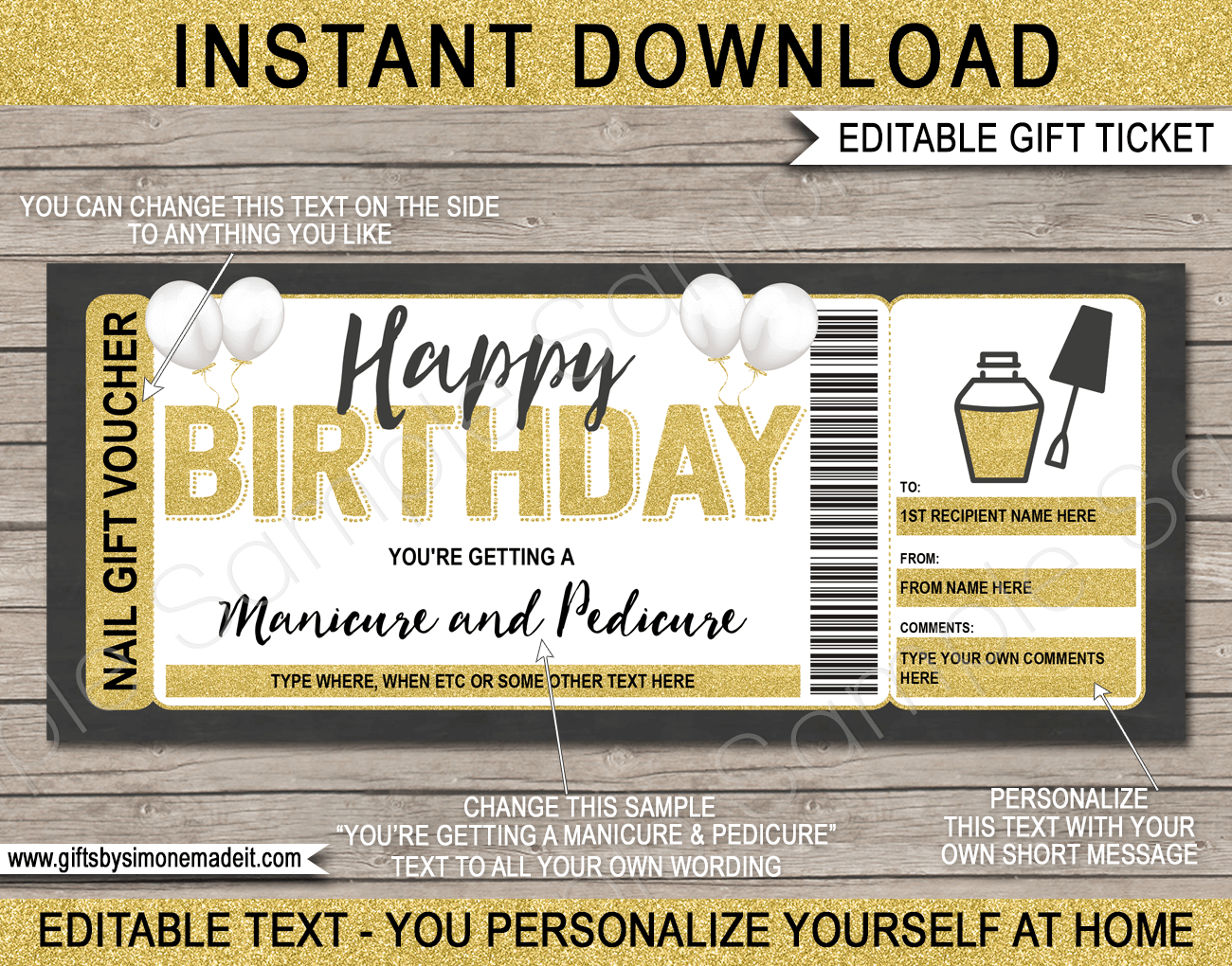 Birthday Manicure / Pedicure Gift Certificate Template with regard to Free Printable Pedicure Gift Certificate