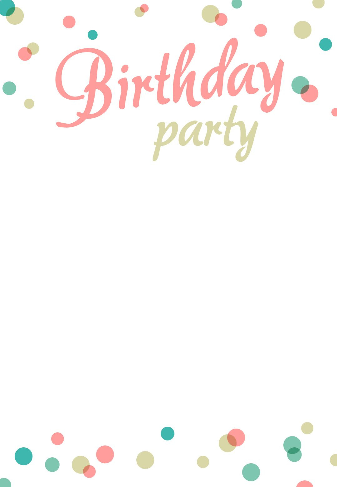 Birthday Party Dots - Free Birthday Invitation Template intended for Free Printable Toddler Birthday Invitations