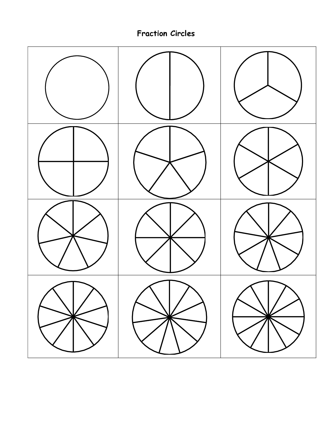 Blank Fraction Circles | World Of Reference | Actividades De throughout Free Printable Blank Fraction Circles