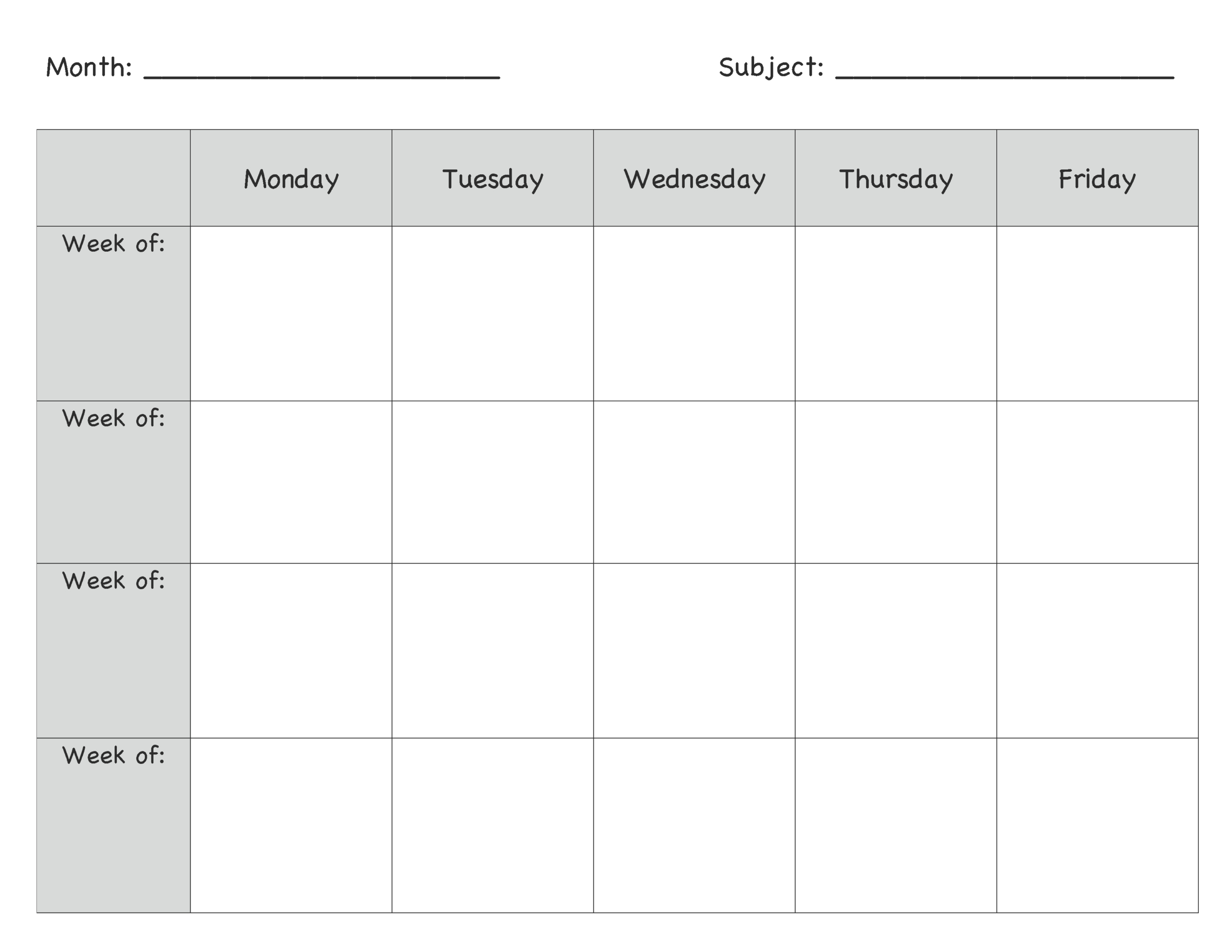 Blank Lesson Plan Template intended for Free Printable Blank Lesson Plan Pages