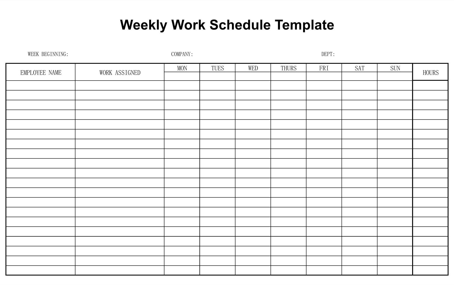 Blank Monthly Work Schedule Template | Schedule Template, Weekly throughout Free Printable Weekly Work Schedule