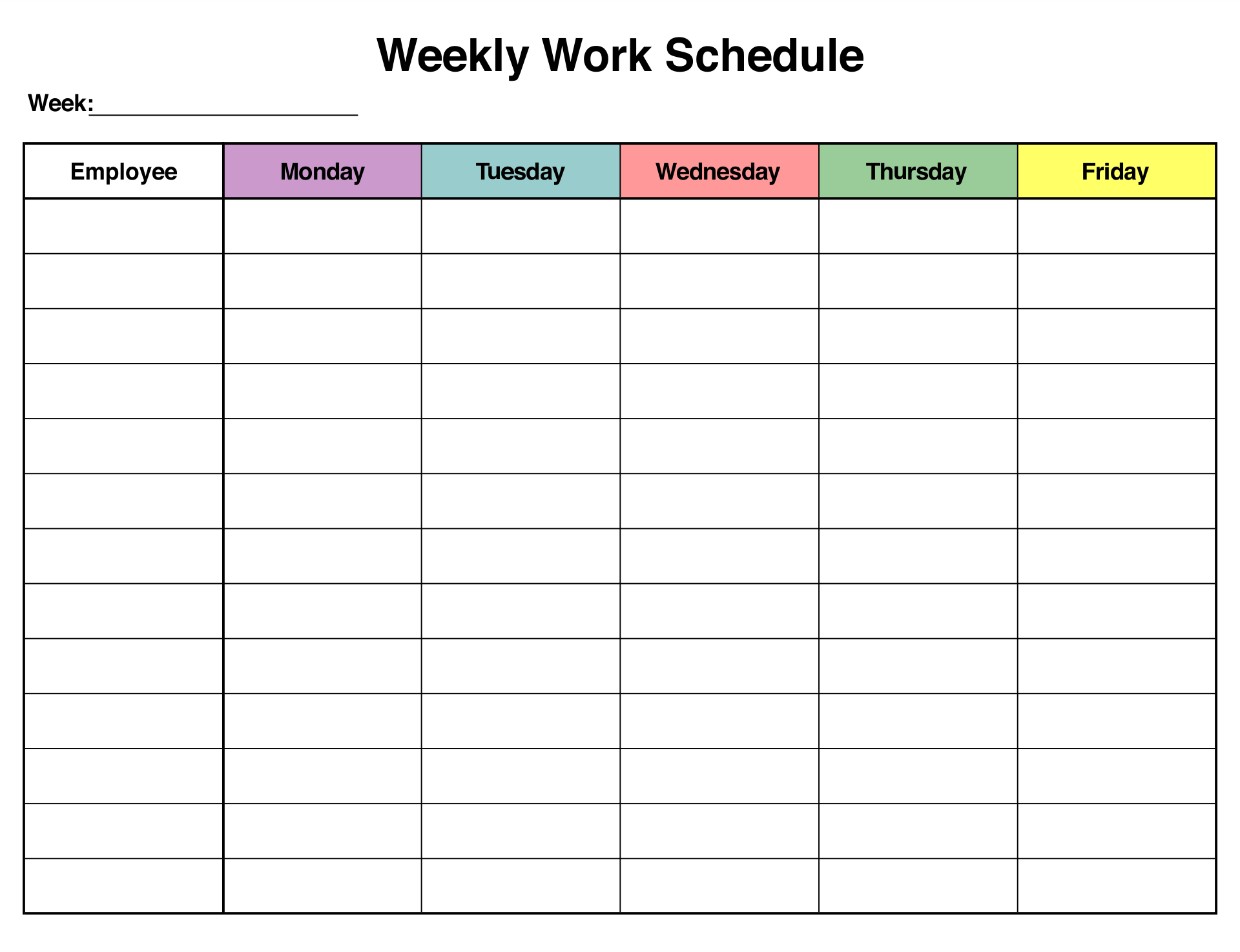 Blank Monthly Work Schedule Template | Weekly Schedule Template throughout Free Printable Weekly Work Schedule