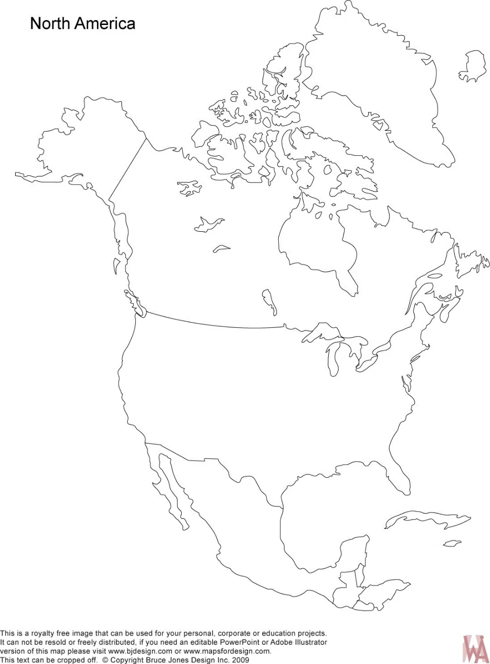 Blank Outline Map Of North America | Whatsanswer | America Map in Free Printable Outline Map of North America