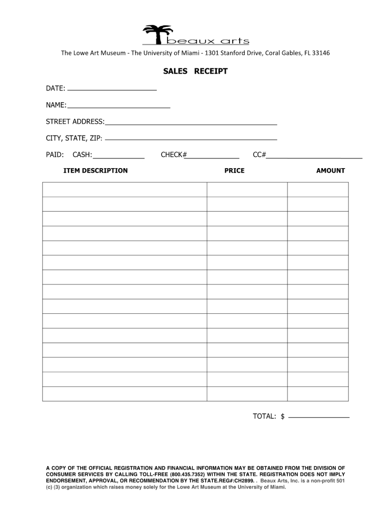 Blank Sales Receipt - Fill Online, Printable, Fillable, Blank within Free Printable Sales Receipts Online