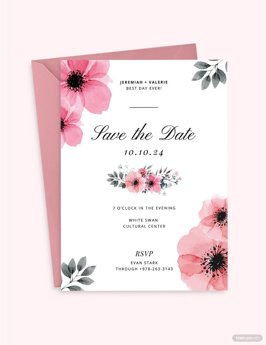 Bloomy Wedding Invitation Template In Publisher, Pages, Word, Psd for Free Printable Wedding Invitation Templates for Word