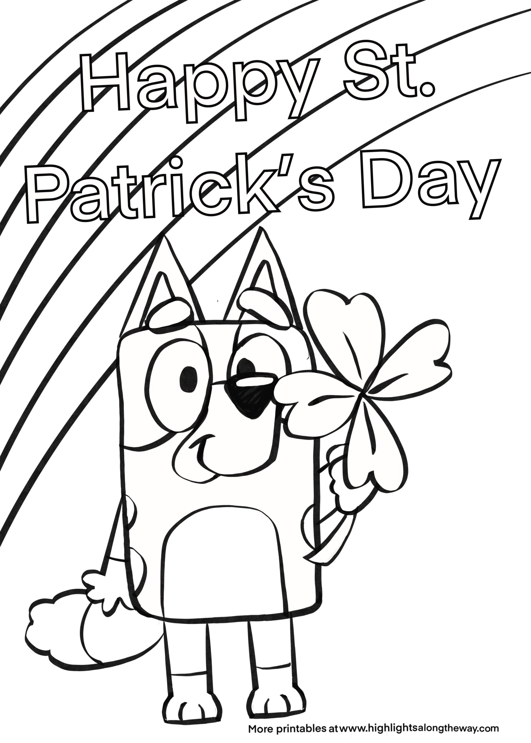 Bluey St. Patrick&amp;#039;S Day Coloring Page - Instant Download inside Free Printable St Patrick Day Coloring Pages