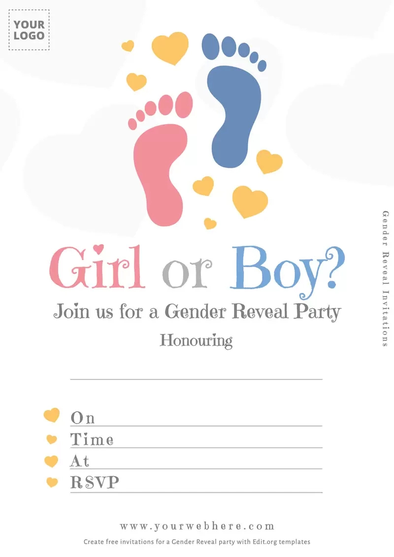 Boy Or Girl? Gender Reveal Invitation Templates regarding Free Printable Gender Reveal Invitations