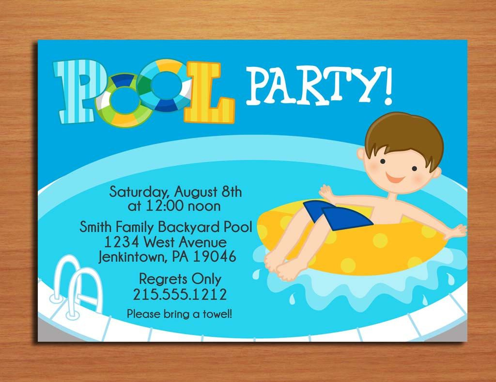 Boy Pool Party Invitation Free Printable | Pool Party Invitation for Free Printable Pool Party Invitation Cards