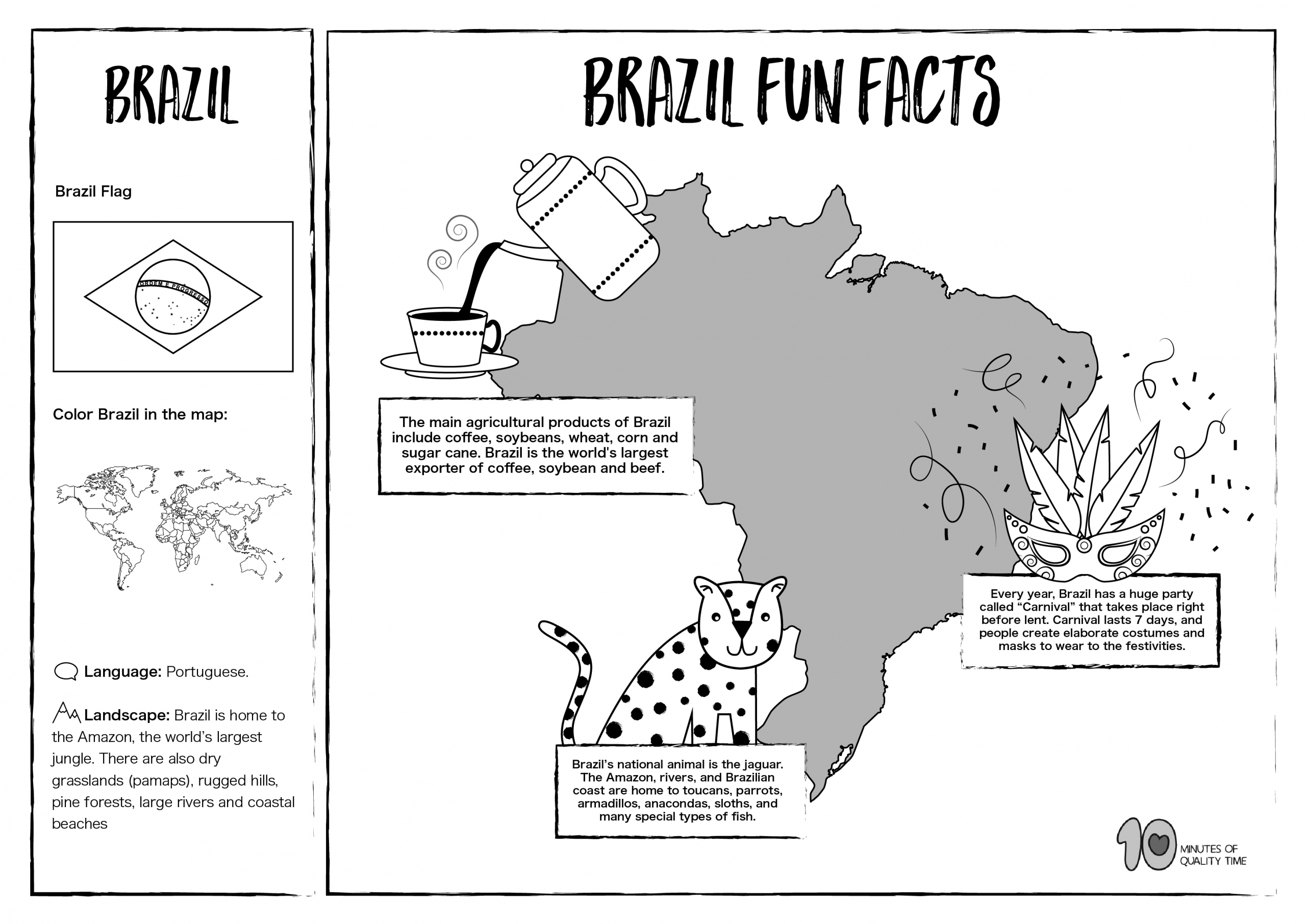 Brazil – Free Lesson Plan And Worksheets – 10 Minutes Of Quality Time with regard to Brazil Worksheets Free Printables