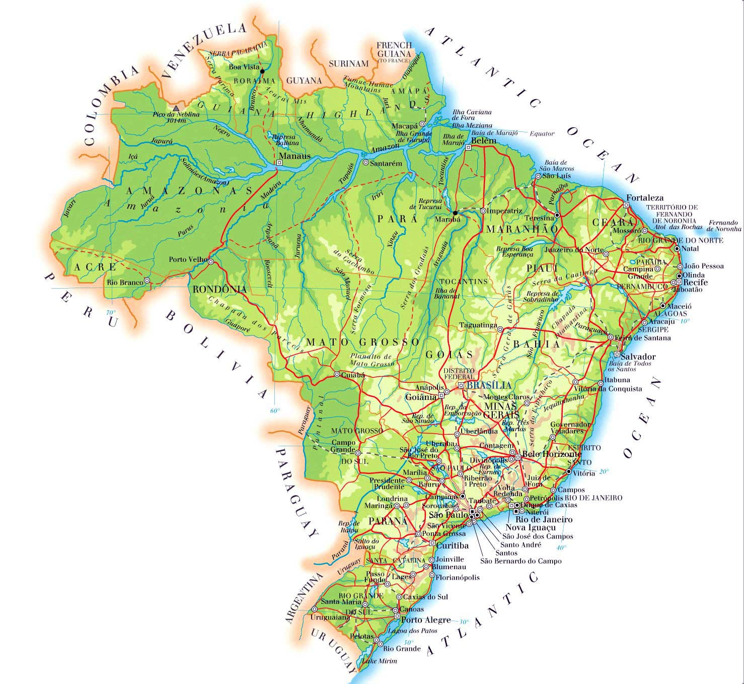 Brazil Maps | Printable Maps Of Brazil For Download with regard to Free Printable Map of Brazil