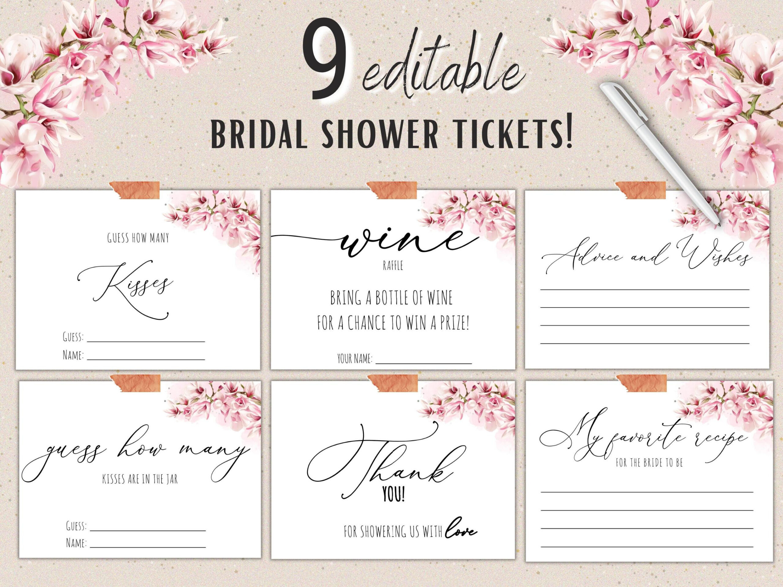 Bridal Shower Raffle - Etsy regarding Free Printable Bridal Shower Raffle Tickets