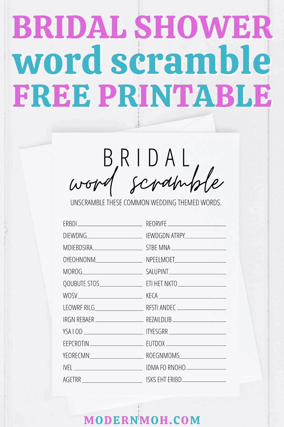 Bridal Shower Word Scramble Free Printable regarding Free Printable Bridal Shower Games Word Scramble