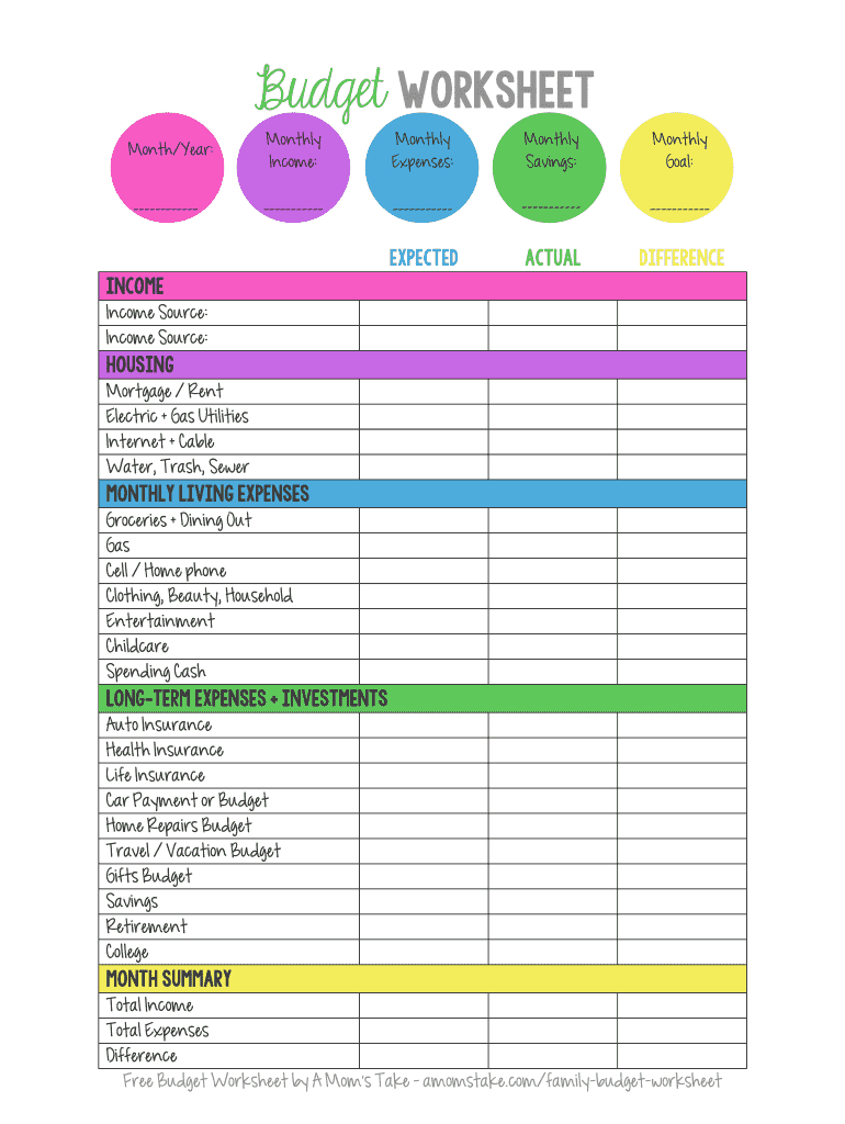 Budget Worksheet Pdf - Fill Online, Printable, Fillable, Blank pertaining to Free Online Printable Budget Worksheet