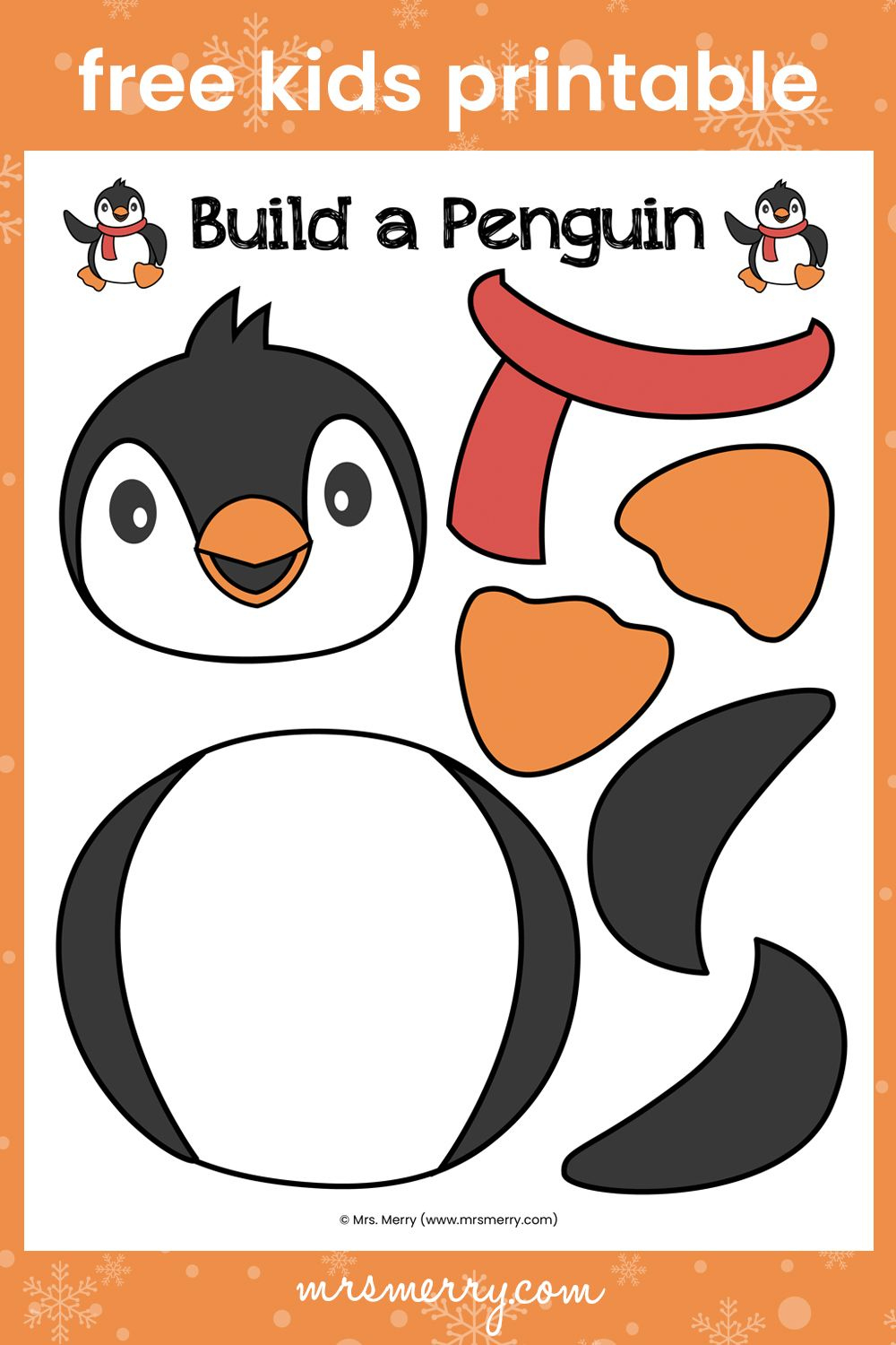 Build A Penguin | Free Printable Kids Craft | Mrs. Merry | Free throughout Free Printable Penguin Template