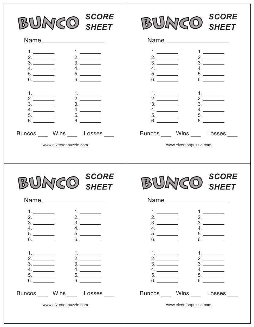 Bunco Score Sheet - Free Download intended for Free Printable Bunco Game Sheets