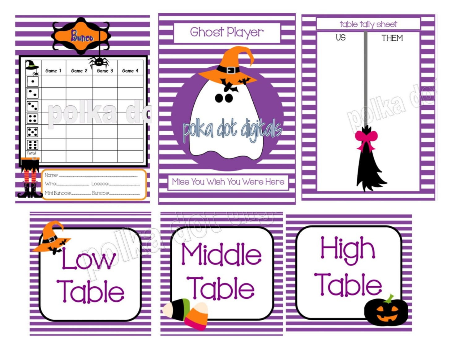 Buy 2 Get 1 Free Halloween Complete Set Bunco Score Card Sheet within Free Printable Halloween Bunco Score Sheets