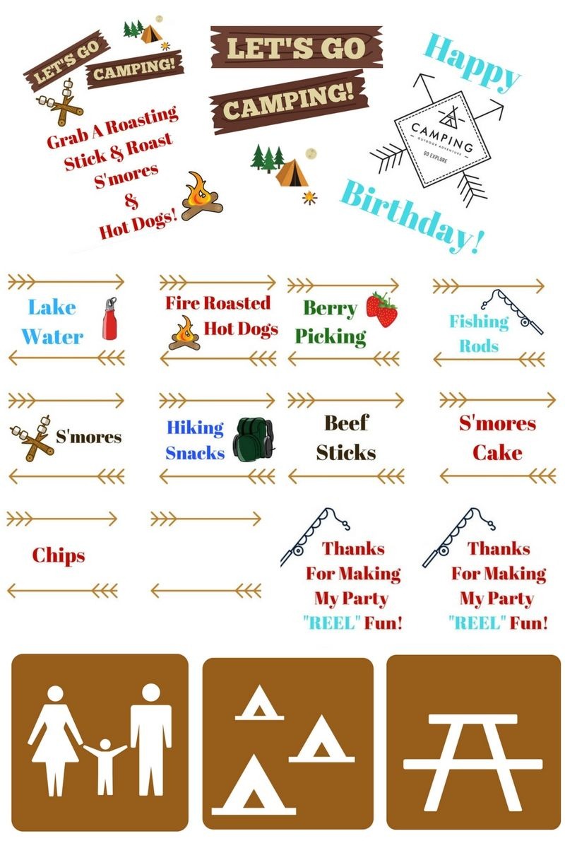 Camping Themed Birthday Party Ideas, Camping Party Food &amp;amp; Free in Free Camping Party Printables