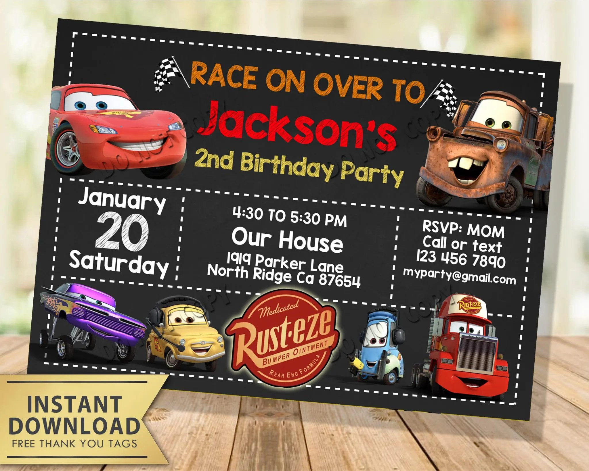 Cars Disney Invitation Template for Free Printable Disney Cars Birthday Party Invitations