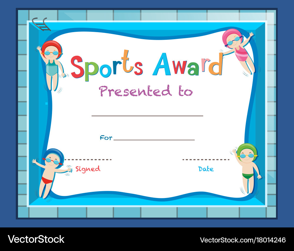 Certificate Template With Kids Swimming Royalty Free Vector intended for Free Printable Swimming Certificates for Kids