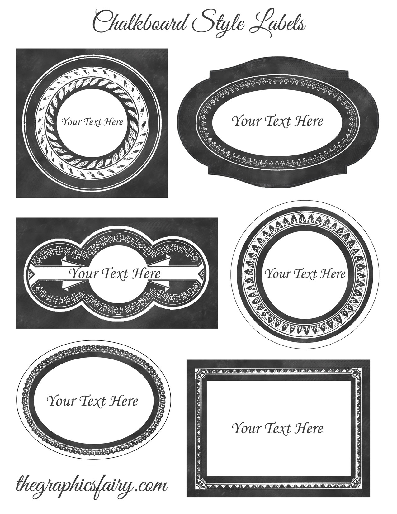 Chalkboard Style Printable Labels - Editable! - The Graphics Fairy pertaining to Free Editable Printable Labels