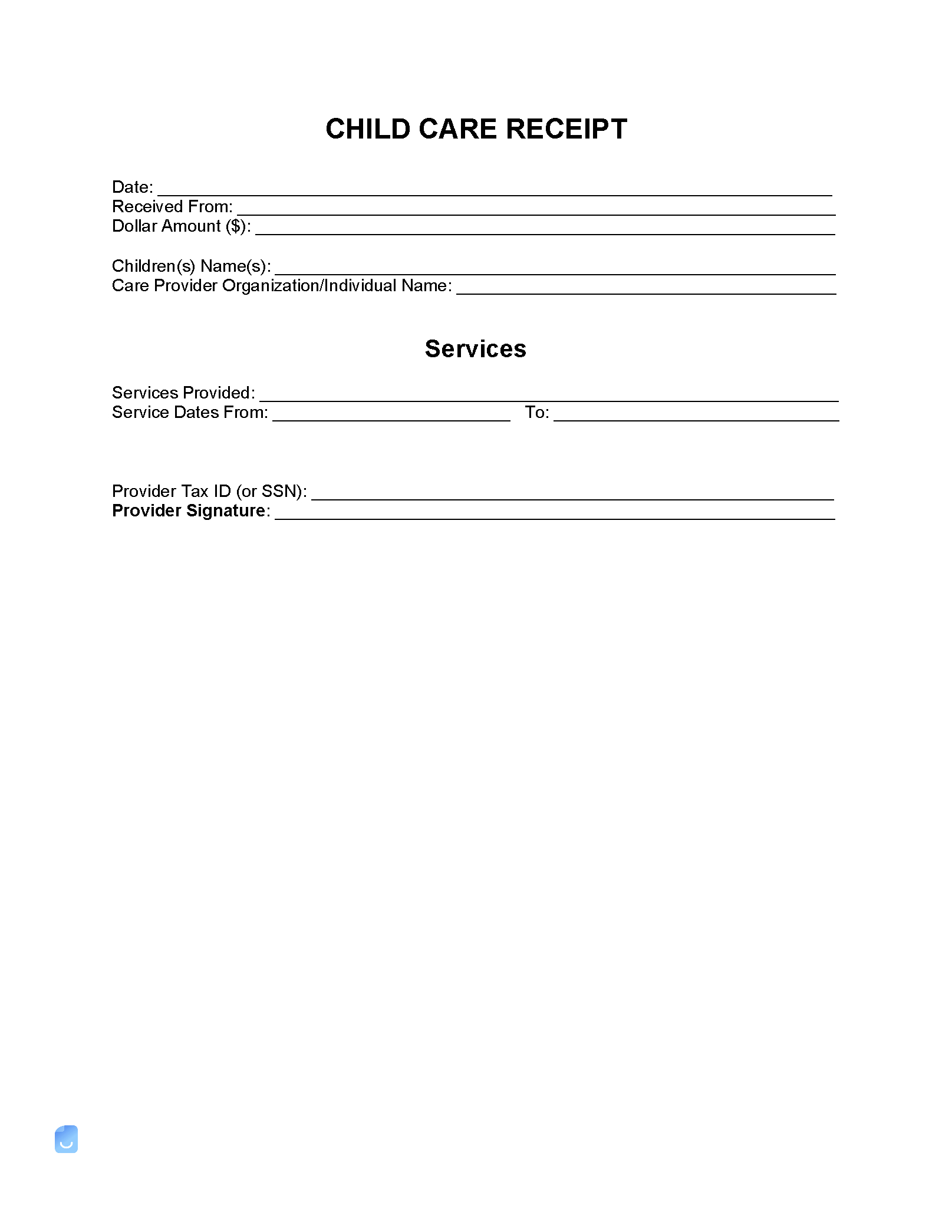 Child Care (Daycare) Receipt Template | Invoice Maker in Free Printable Daycare Receipts