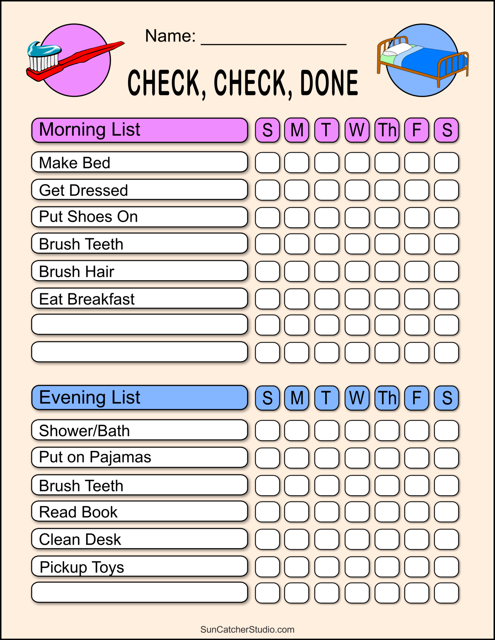 Chore Charts (Printable, Editable Daily &amp;amp; Weekly Templates) – Diy regarding Free Printable Charts and Lists