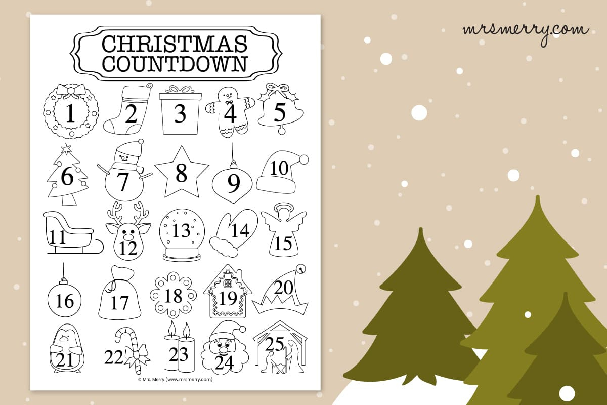 Christmas Countdown Printable | Coloring Christmas Calendar | Mrs inside Christmas Countdown Free Printable