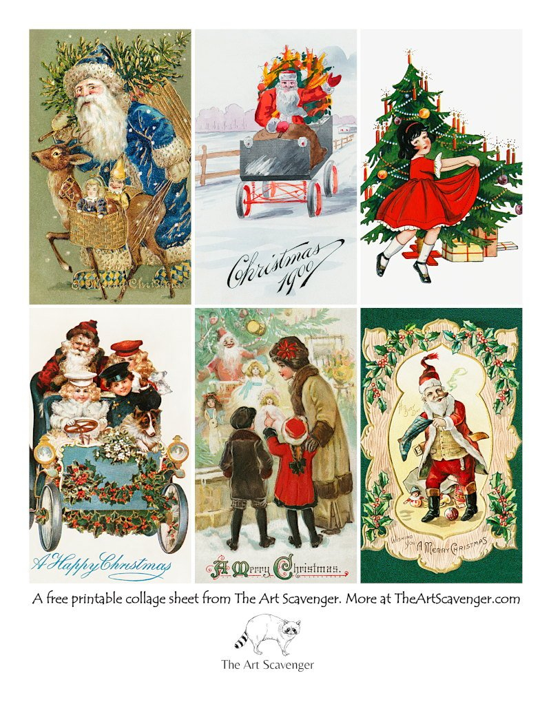 Christmas — Free Printable Collage &amp;amp; Ephemera Sheets — The Art within Free Printable Christmas Photo Collage