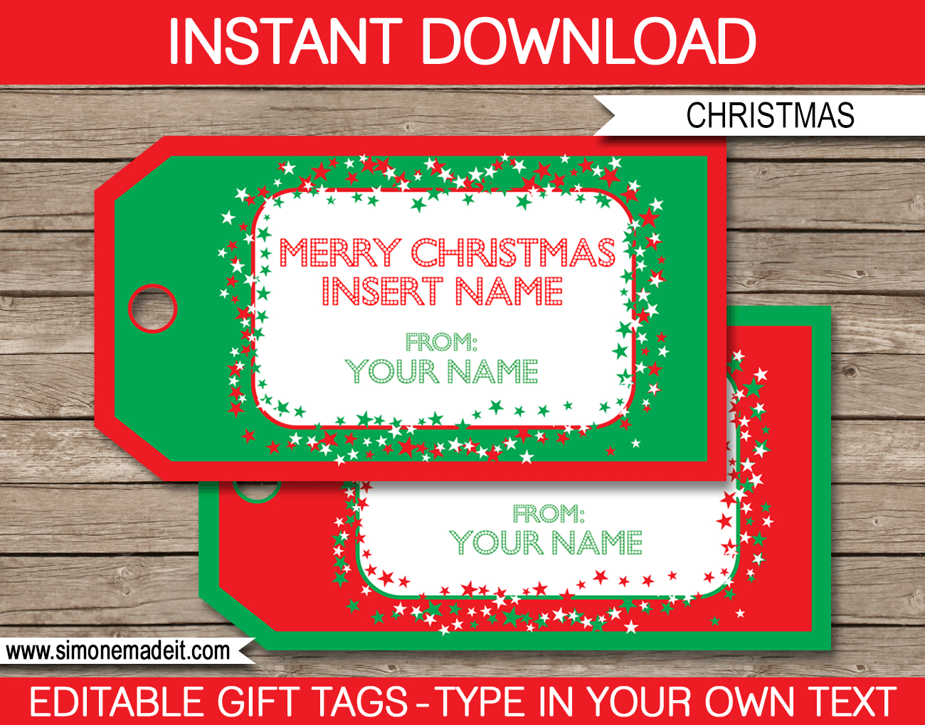 Christmas Gift Tags Template - Red &amp;amp; Green intended for Free Printable Editable Christmas Gift Tags