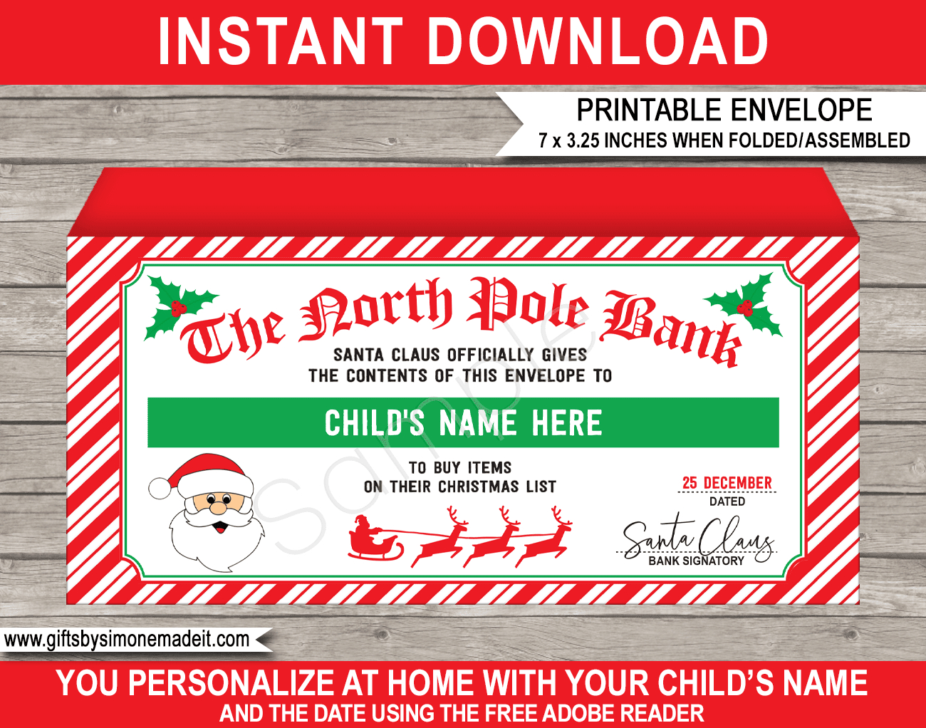 Christmas Money Envelope (From Santa) - Red &amp;amp; Green inside Free Printable Christmas Money Holders