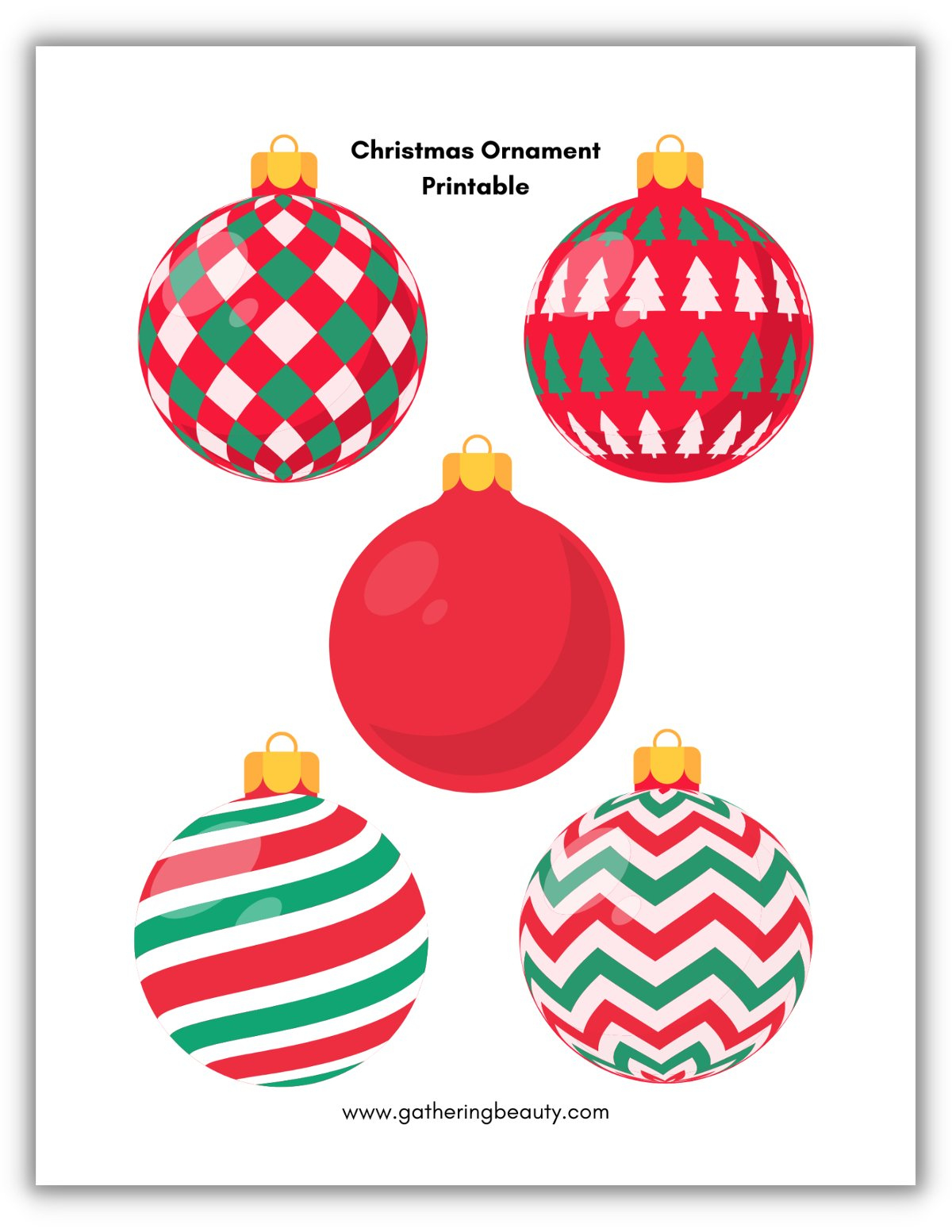 Christmas Ornament Printable — Gathering Beauty inside Free Printable Christmas Ornaments