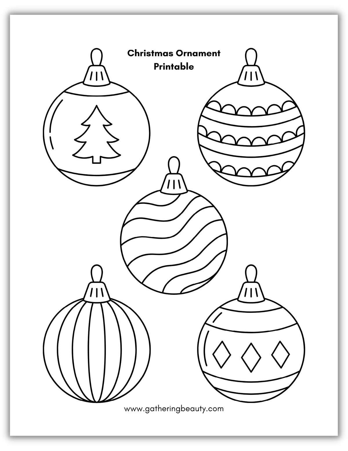 Christmas Ornament Printable — Gathering Beauty intended for Free Printable Christmas Tree Ornaments to Color