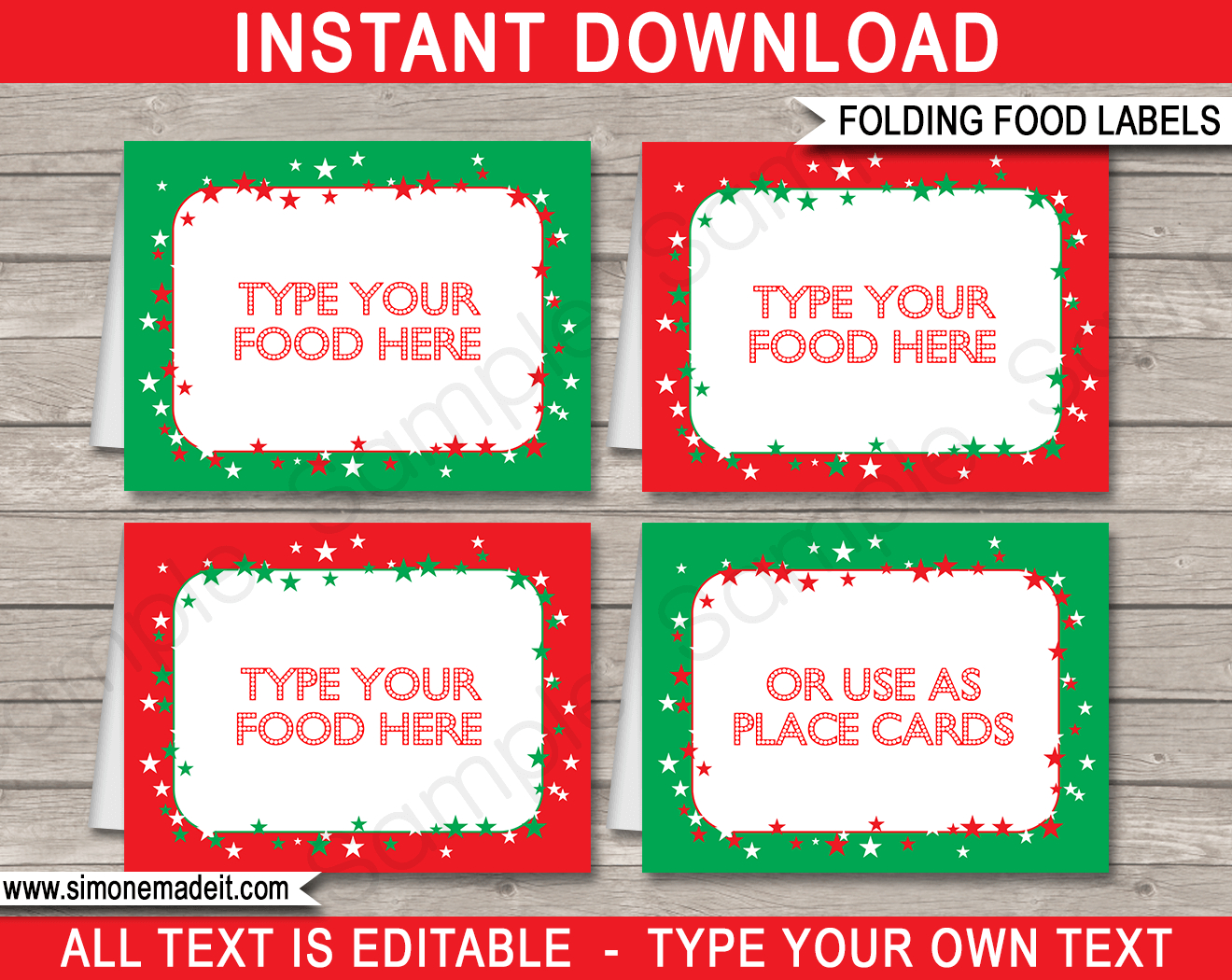 Christmas Party Food Labels Template - Red &amp;amp; Green with regard to Free Printable Christmas Food Labels