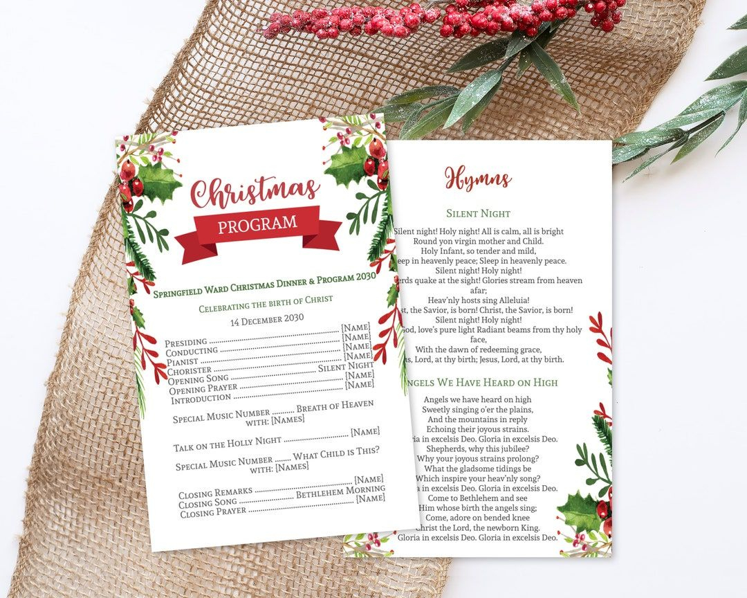 Christmas Program Template Editable Pdf, Christmas Dinner Program inside Free Printable Christmas Programs