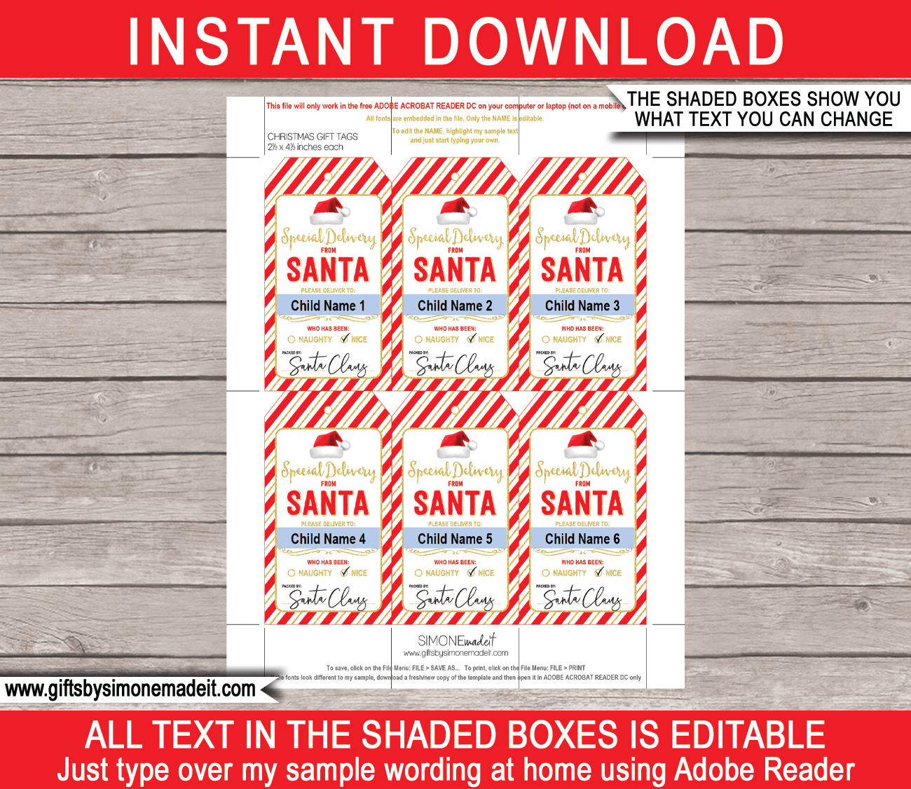 Christmas Santa Gift Tags - Red &amp;amp; Gold pertaining to Santa Gift Tags Printable Free