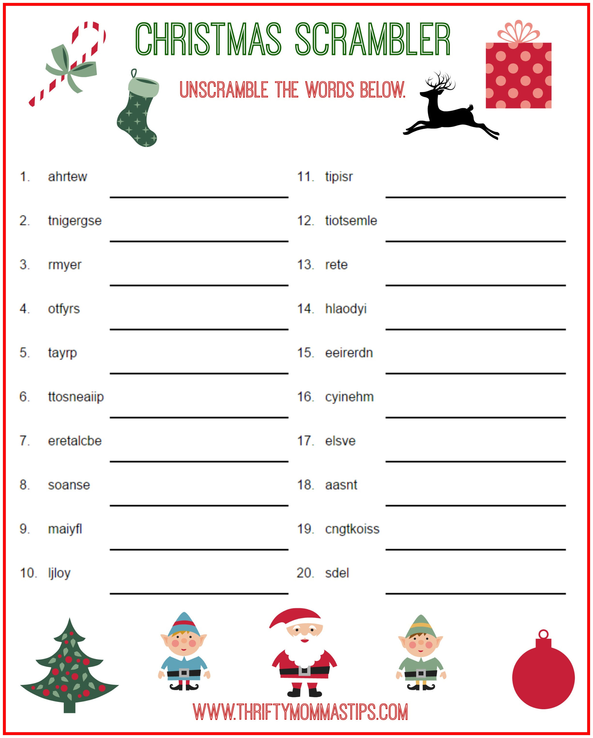 Christmas Scrambler Free Word Game Puzzle - Thrifty Mommas Tips in Free Printable Christmas Riddle Games