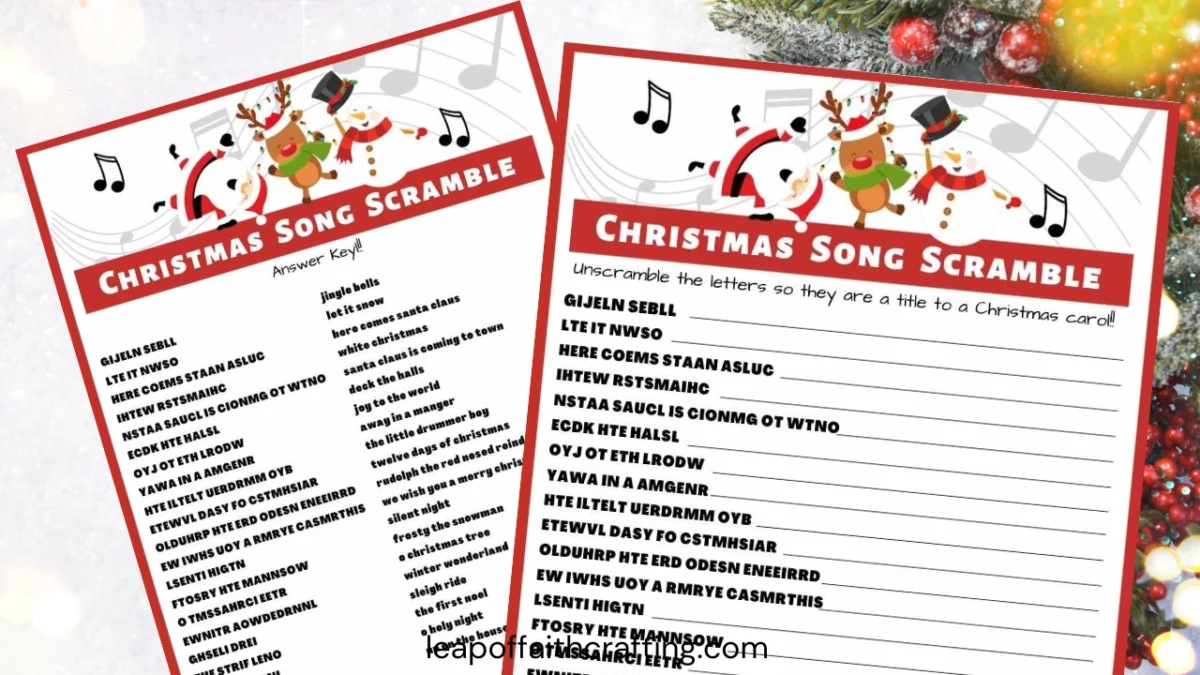 Christmas Song Games Printables: 8 Pages For Hours Of Fun! - Leap intended for Christmas Song Scramble Free Printable