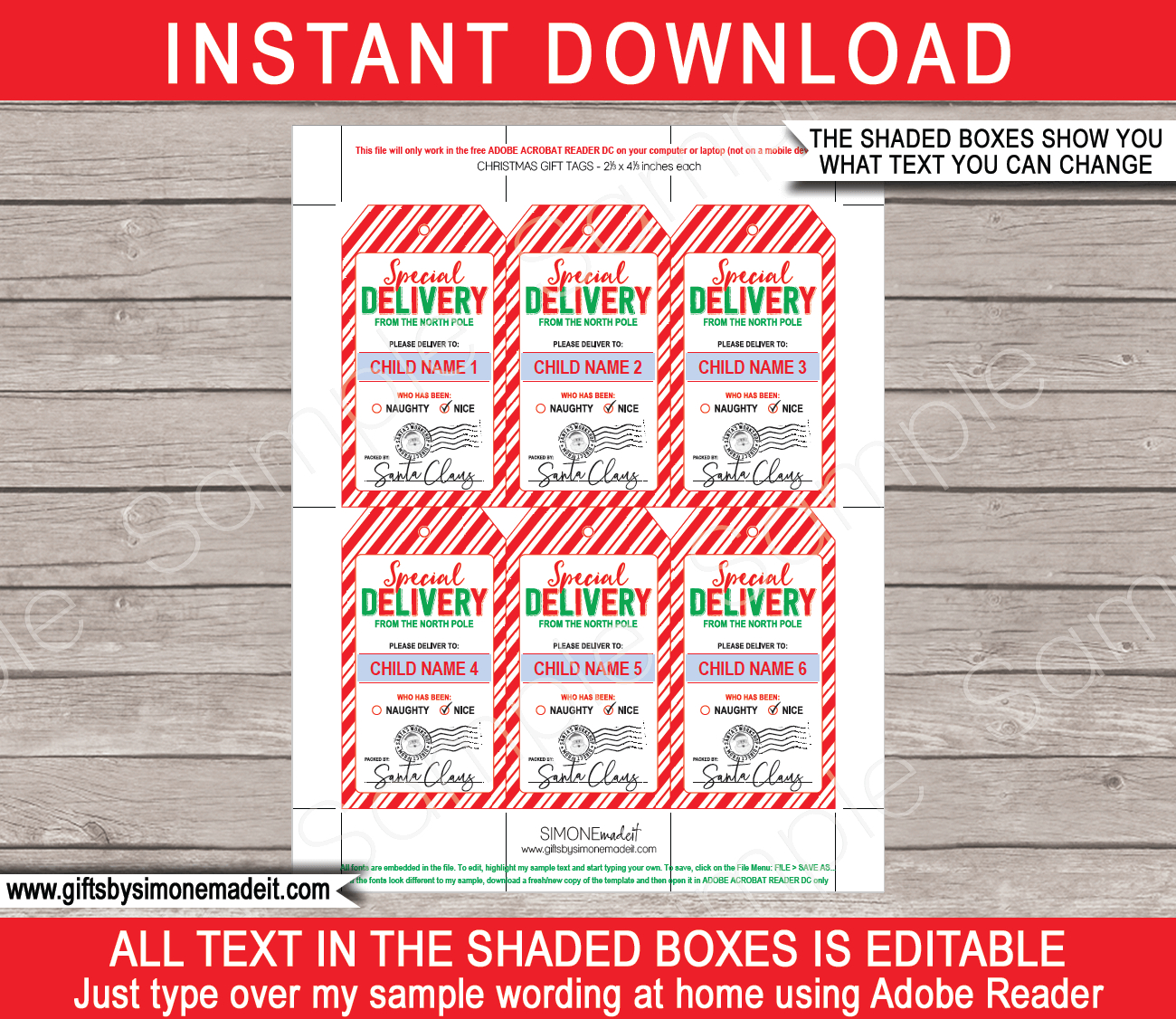 Christmas Special Delivery Gift Tags - Red &amp;amp; Green for Santa Gift Tags Printable Free