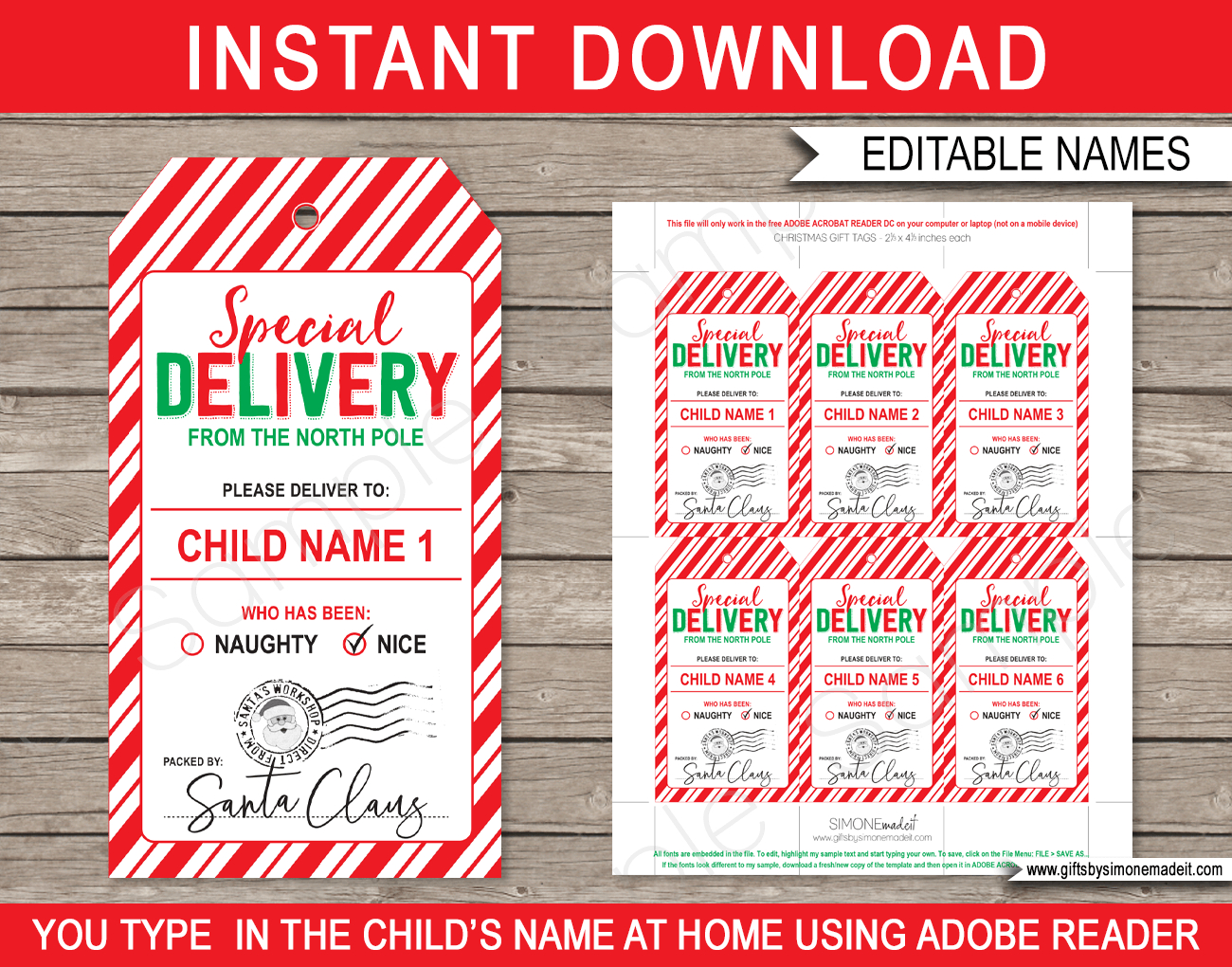 Christmas Special Delivery Gift Tags - Red &amp;amp; Green within Free Printable Editable Christmas Gift Tags